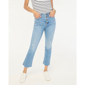 J. Crew High-rise Flare Crop‎ Jeans in All-day Stretch Size 32, Light Blue